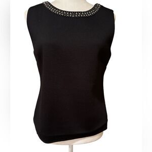 Cynthia Rowley Black Rhinestone Sleeveless Top Size Medium